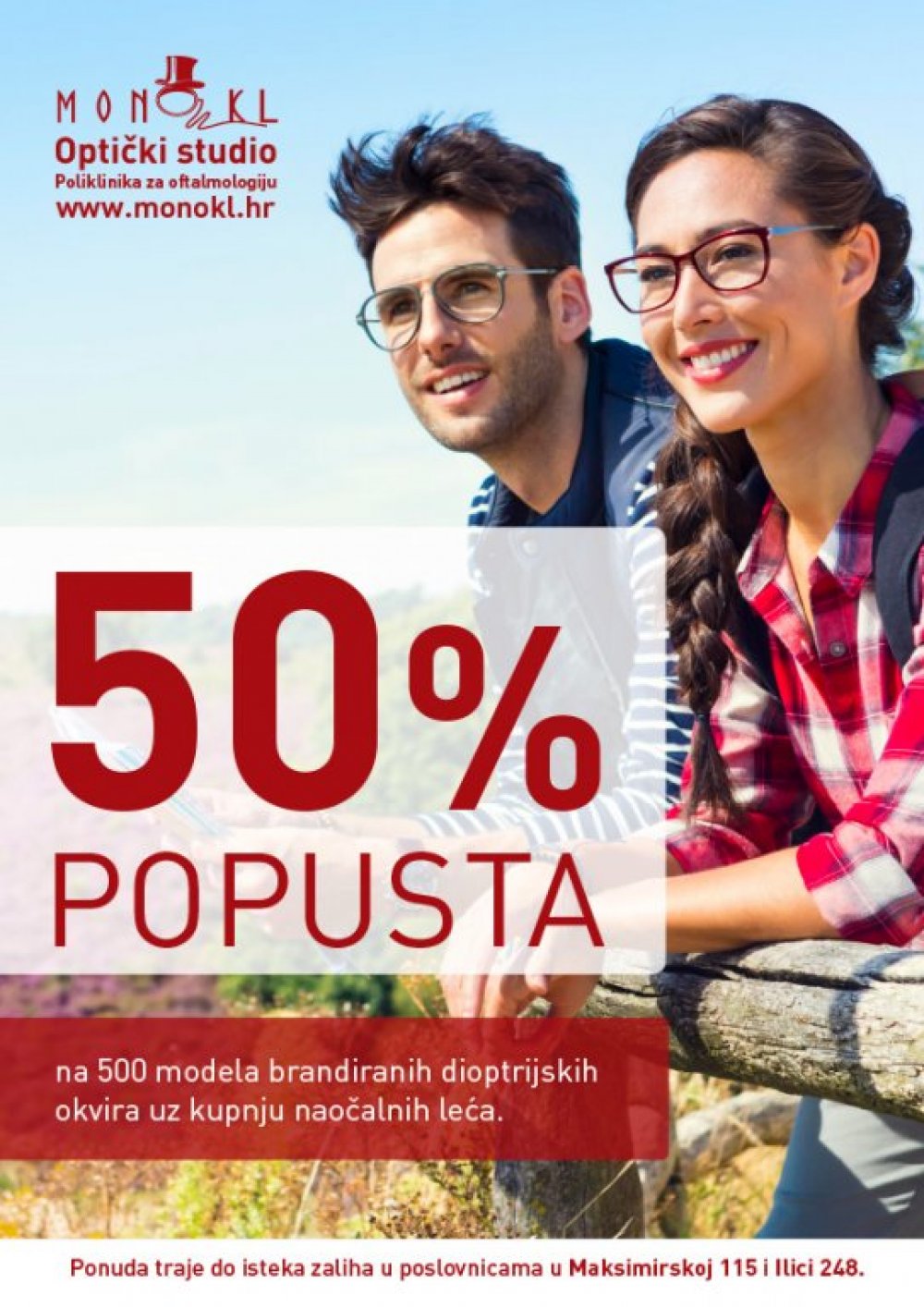 Optički studio Monokl letak 50% popusta 28.08.-30.09.2017.