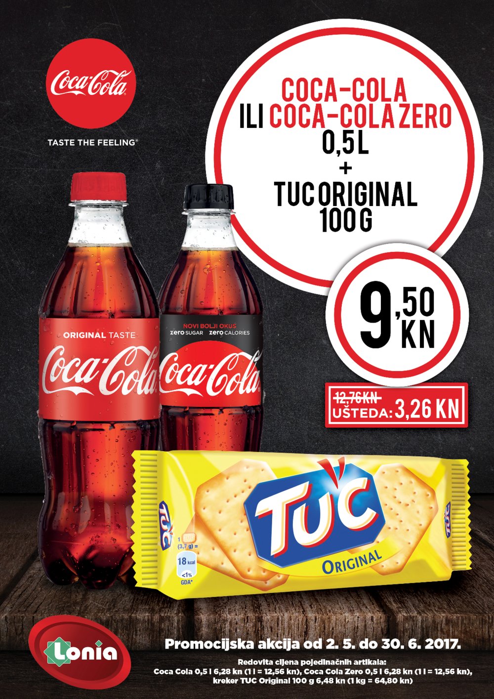 Lonia letak Promocijska akcija Coca-cola + tuc od 2.5. do 30.6.2017.
