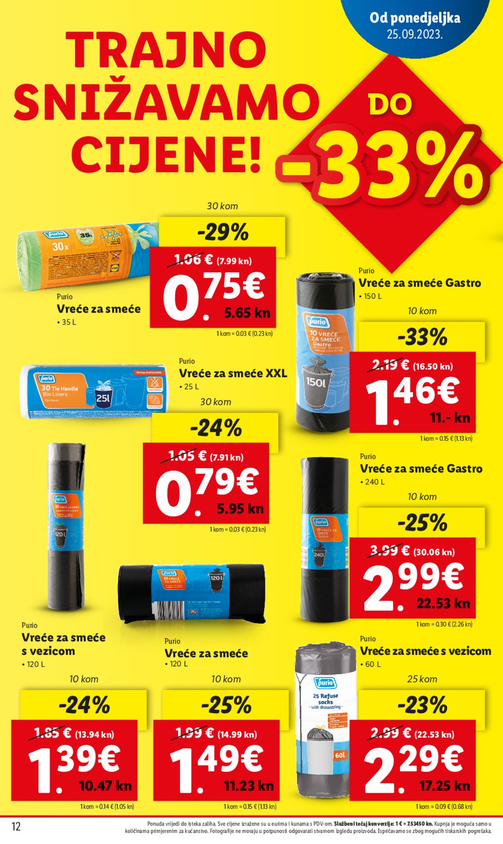 Lidl katalog Trajno snižavamo cijene 25.09.-01.10.2023.