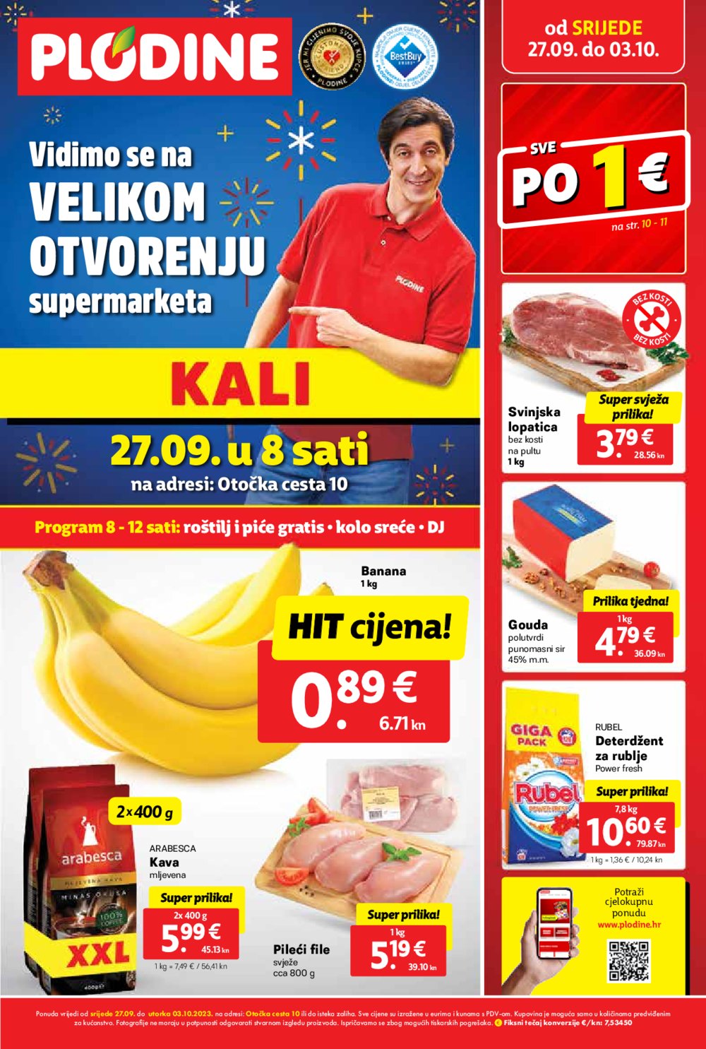 Plodine katalog Otvorenje supermarketa Kali 27.09.-03.10.2023.