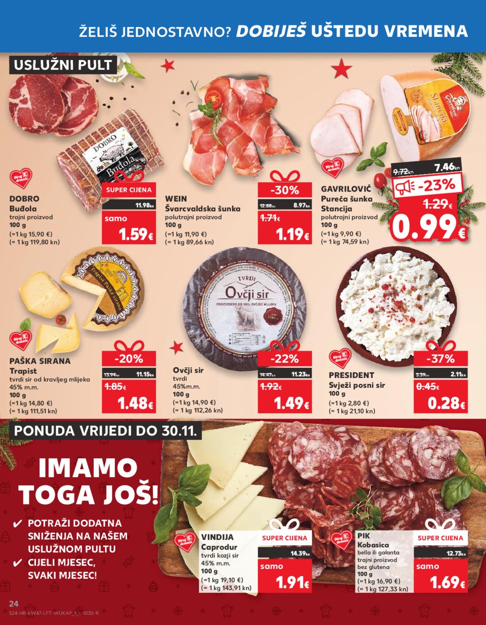 Kaufland katalog Prehrana Ka,Dj,Vk,Kc,Zp,Um,Bnm 22.11.-28.11.2023.