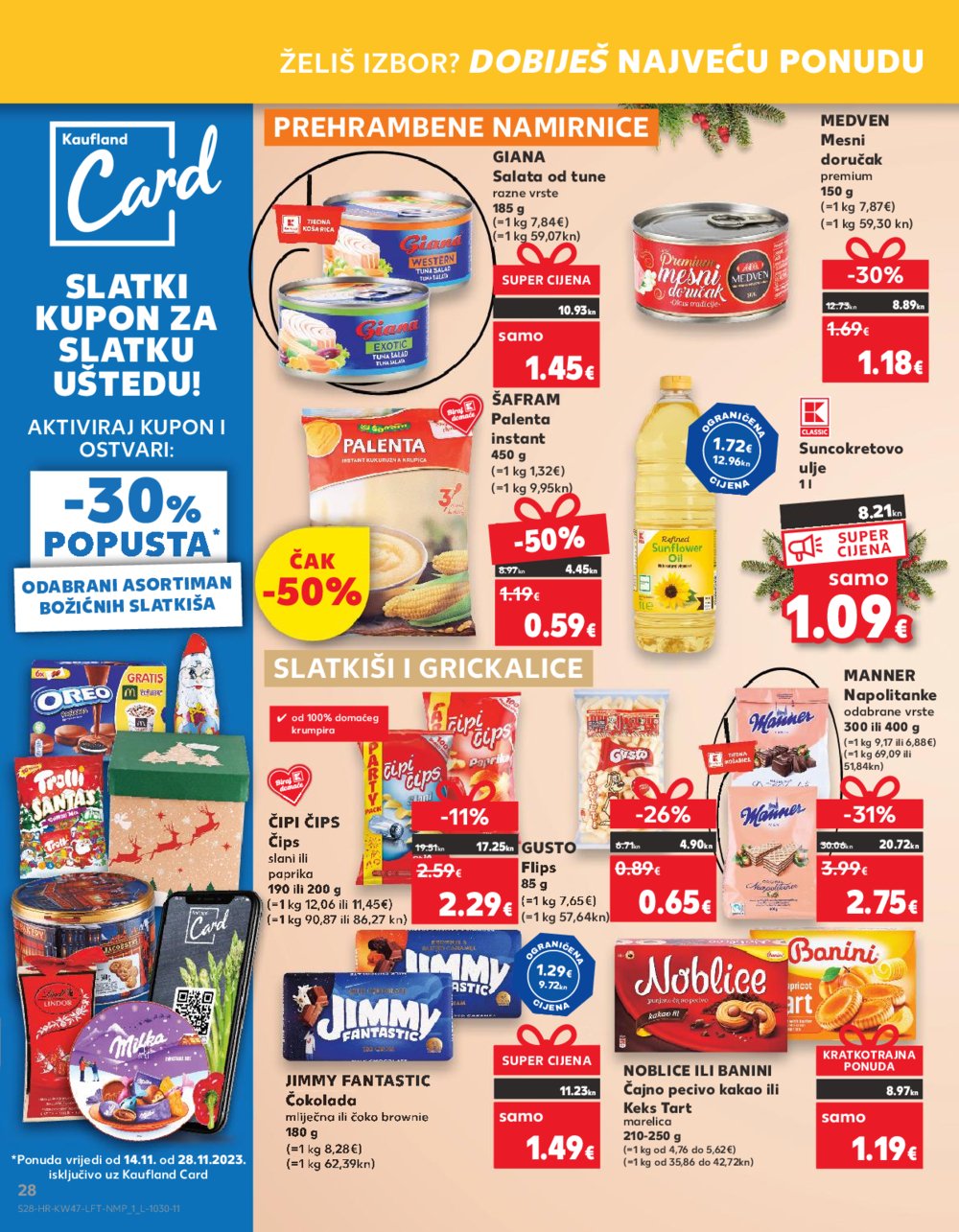 Kaufland katalog Prehrana Ka,Dj,Vk,Kc,Zp,Um,Bnm 22.11.-28.11.2023.