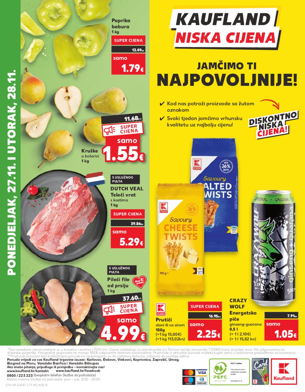 Kaufland katalog Prehrana odabrane poslovnice 22.11.-28.11.2023.