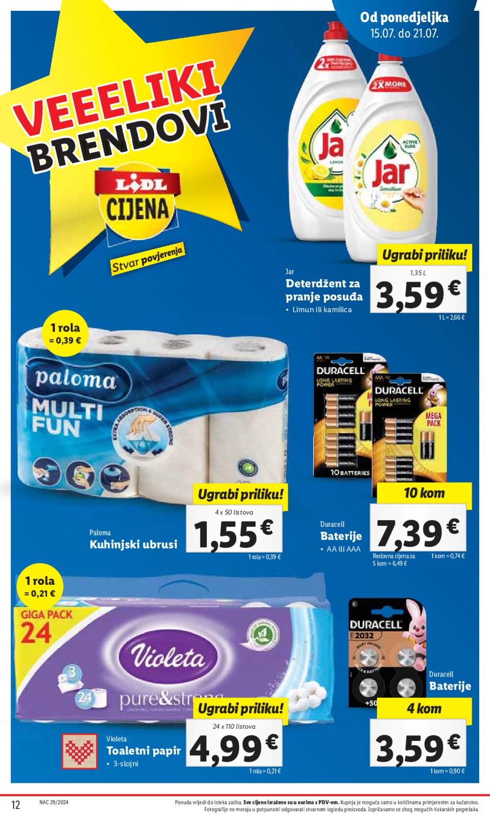 Lidl katalog Super ponuda od ponedjeljka 15.07. - 21.07.2024.