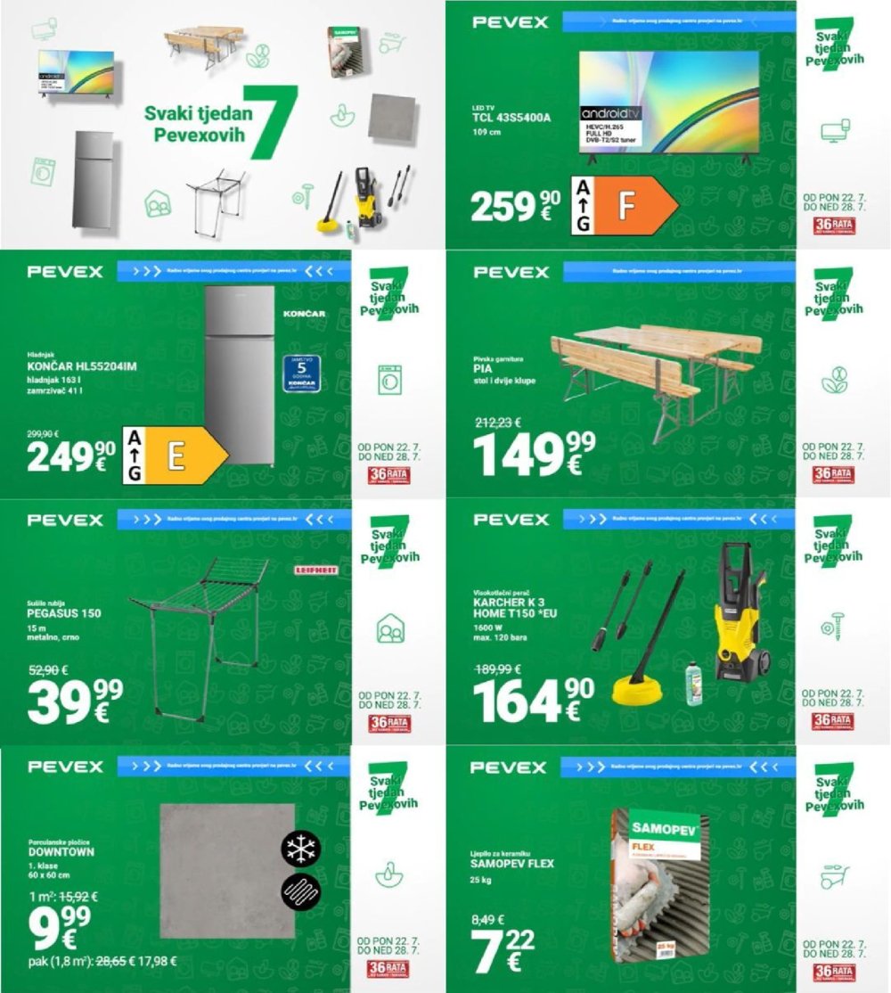 Pevex katalog Pevexovih 7 22.07.-28.07.2024.