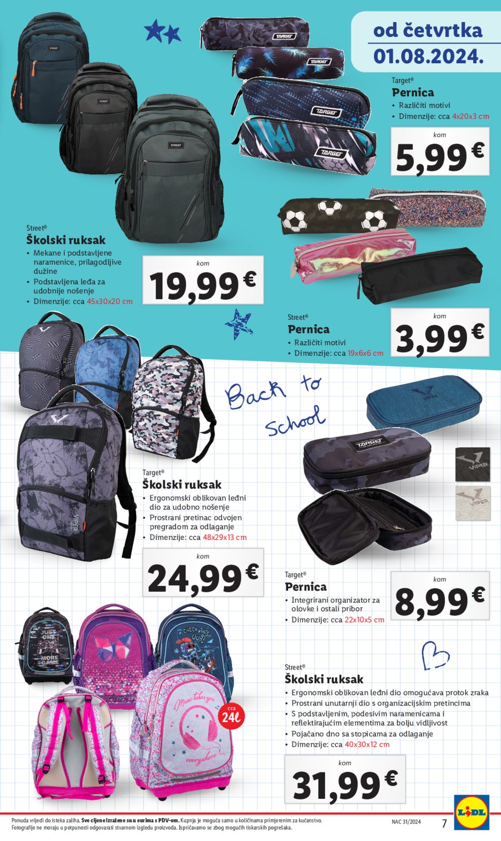 Lidl katalog Pripreme za novu školsku godinu 01.08.2024.