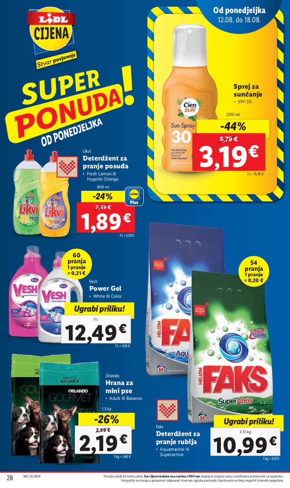 Lidl katalog Super ponuda od ponedjeljka 12.08.-18.08.2024.