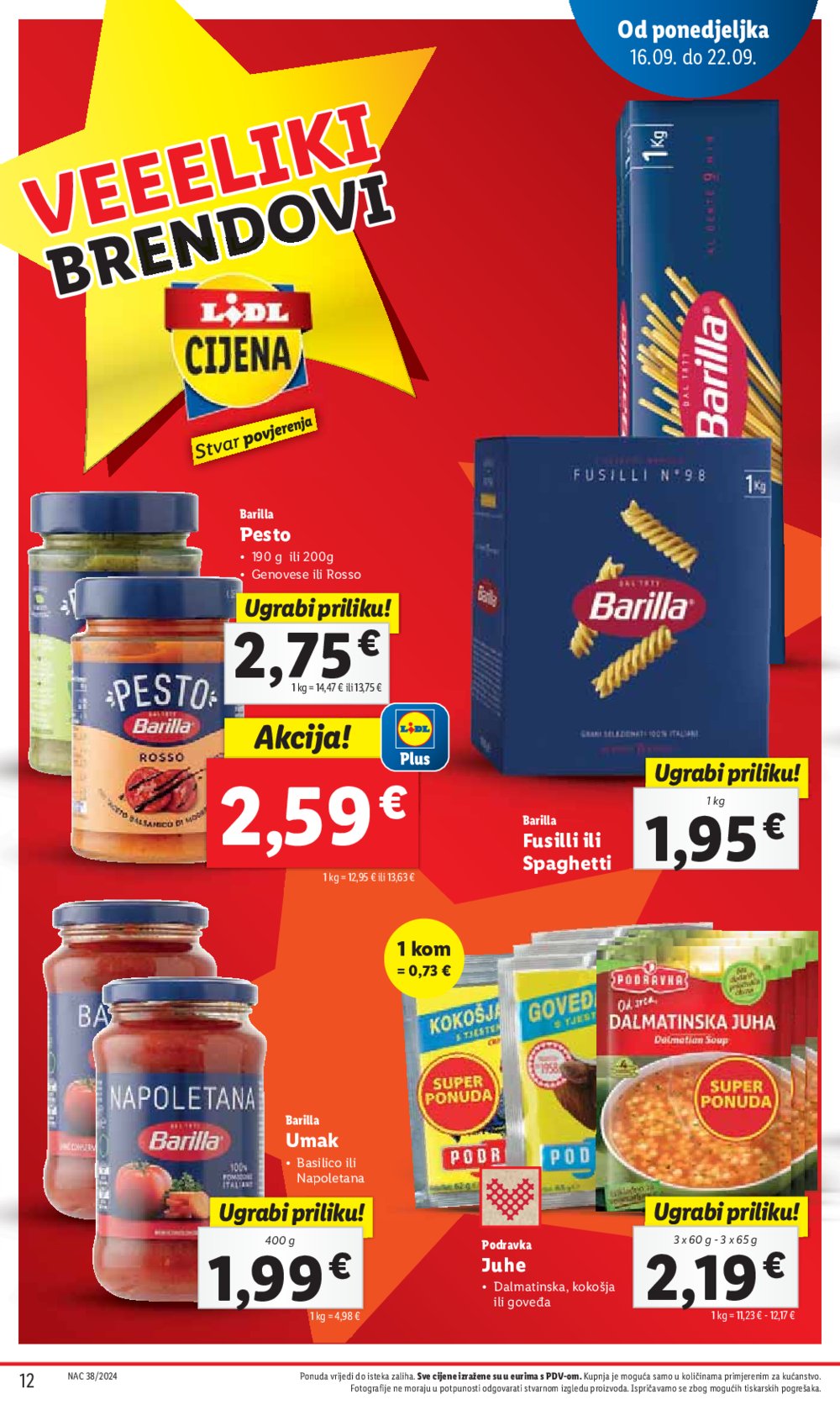 Lidl katalog Super ponuda od ponedjeljka 16.09.-22.09.2024.