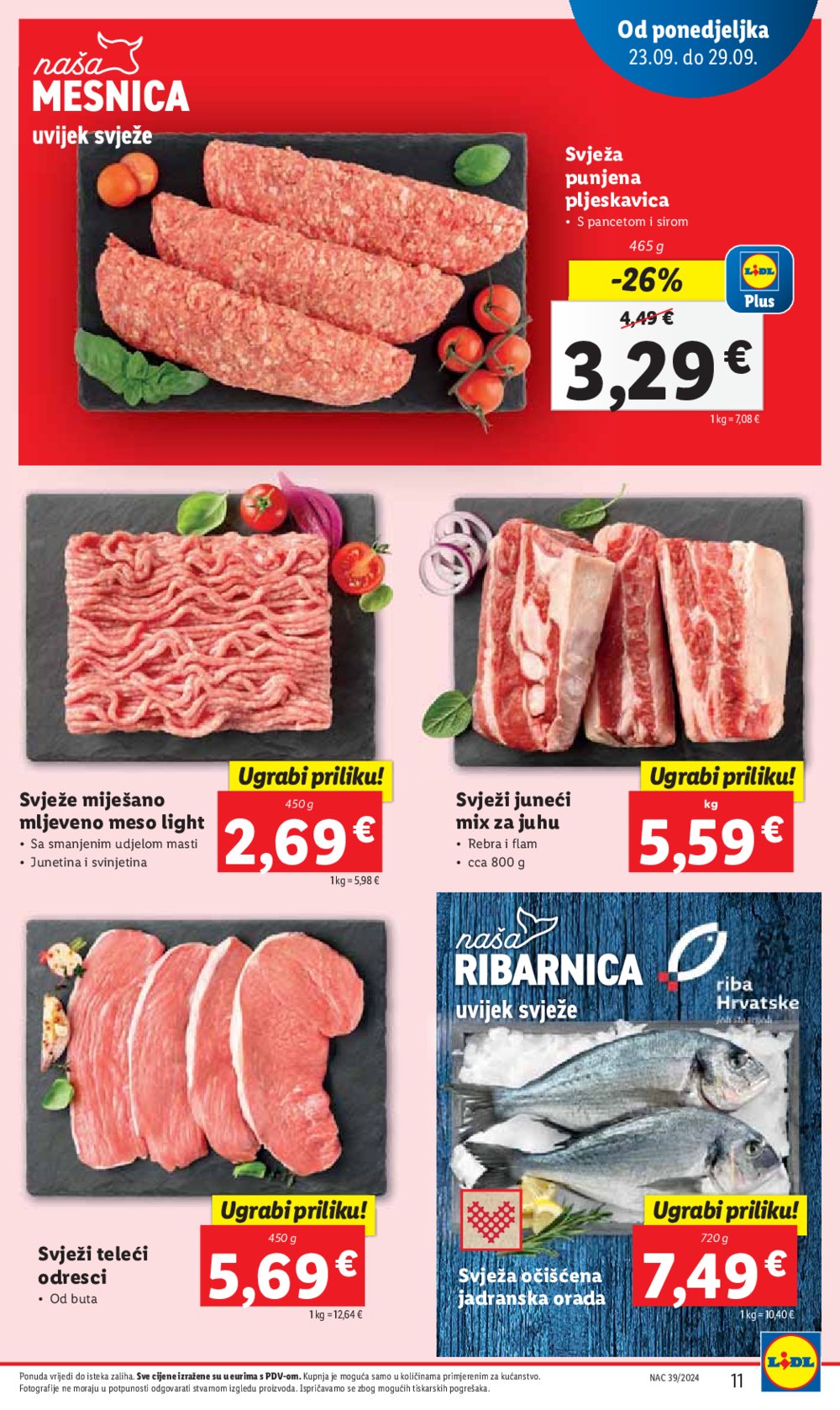 Lidl super ponuda od Ponedjeljka 23.09.-29.09.2024.