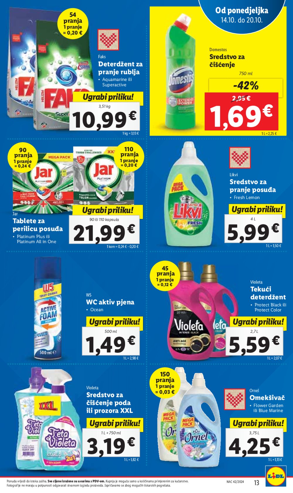 Lidl super ponuda od Ponedjeljka 14.10.-20.10.2024.