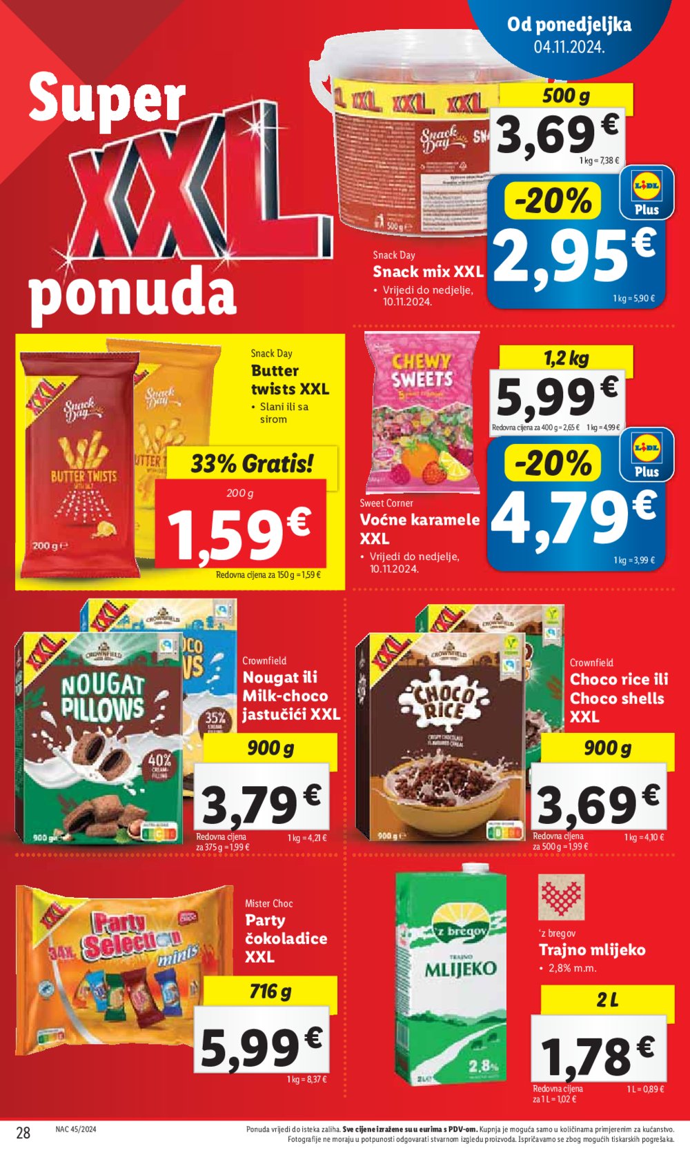 Lidl Super Ponuda od ponedjeljka 04.11. - 10.11.2024. 