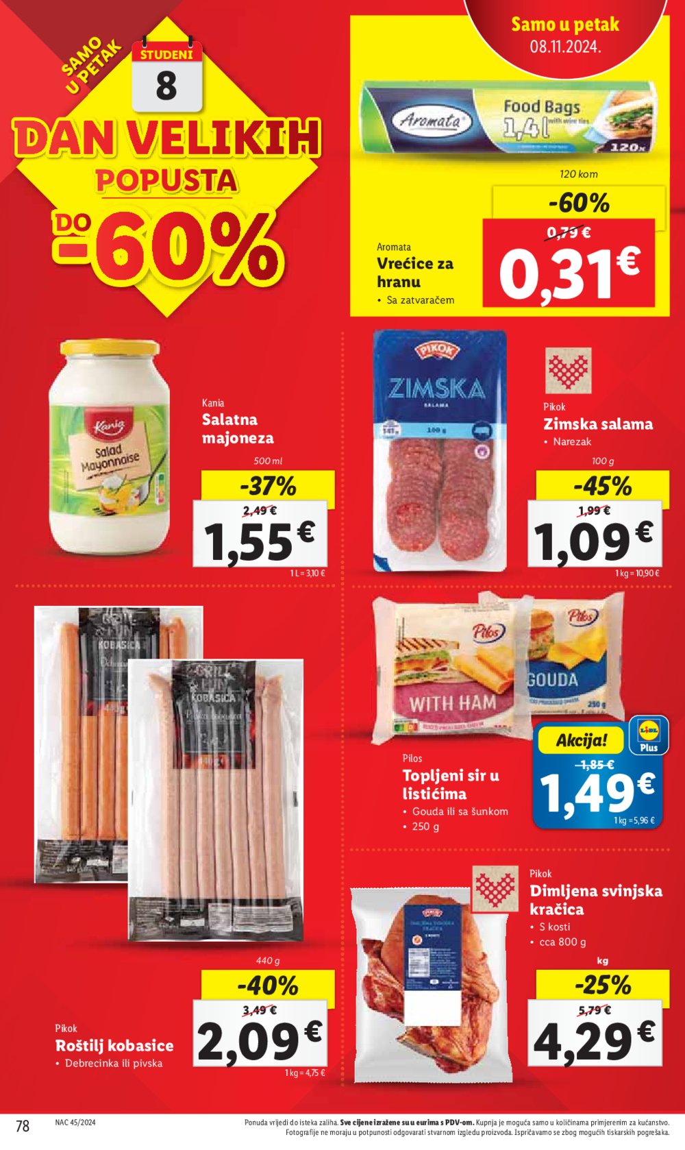 Lidl Super Ponuda od ponedjeljka 04.11. - 10.11.2024. 