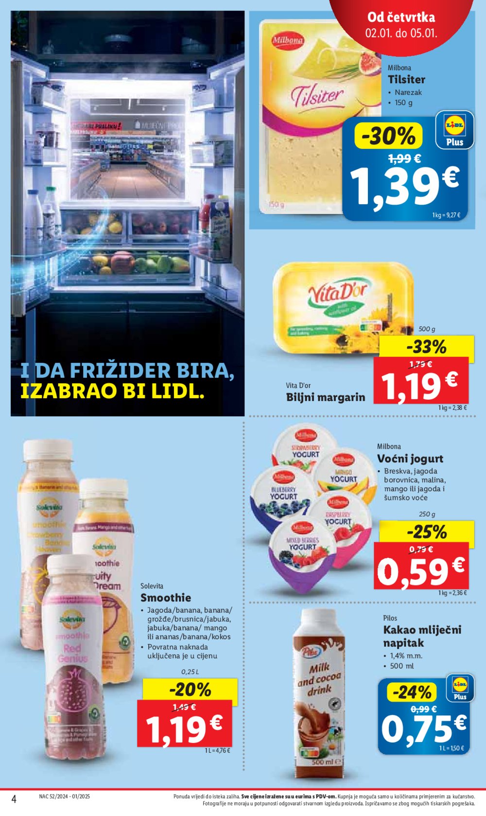 Lidl super ponuda od četvrtka 02.01.-05.01.2025.