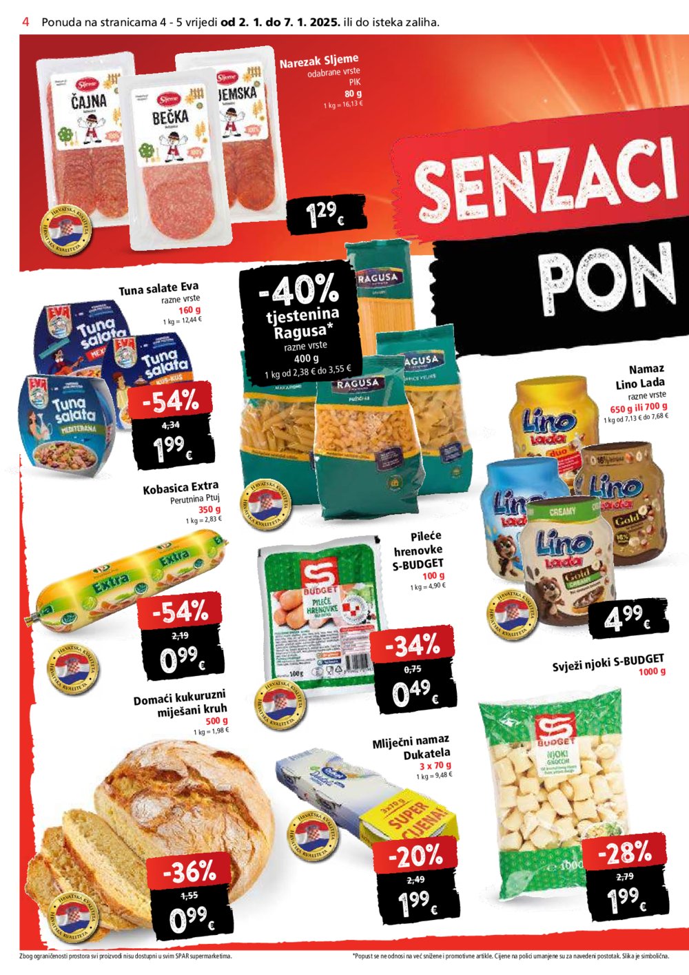 SPAR katalog Akcija 02.01.- 07.01. 2025.