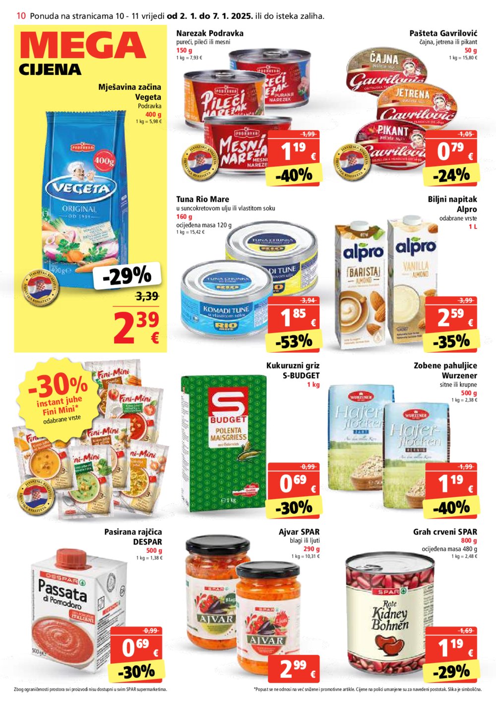 SPAR katalog Akcija 02.01.- 07.01. 2025.