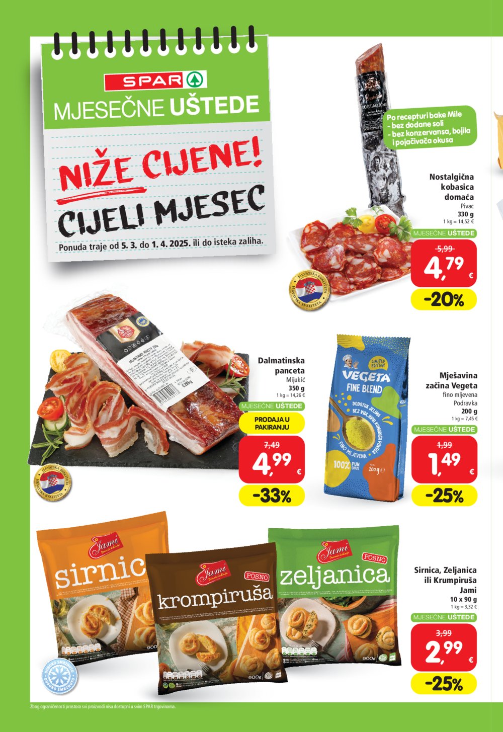 SPAR katalog Mjesečne uštede 05.03.-01.04.2025.