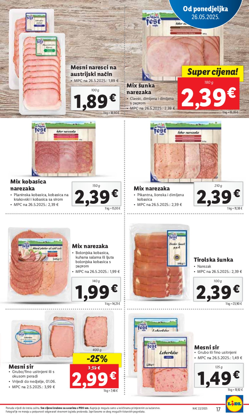 Lidl super ponuda od ponedjeljka 26.05.-01.06.2025.