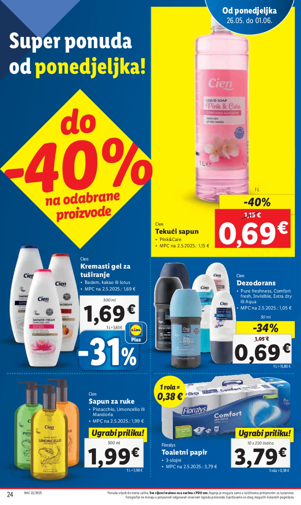 Lidl super ponuda od ponedjeljka 26.05.-01.06.2025.