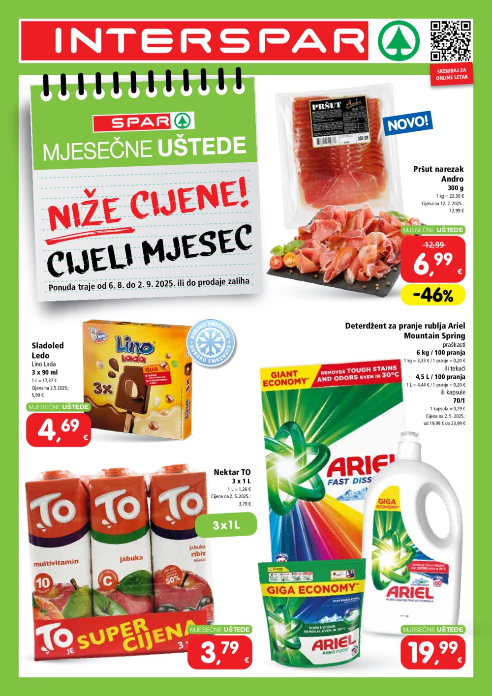 Interspar mjesečne uštede katalog akcija 06.08.-02.09.2025.