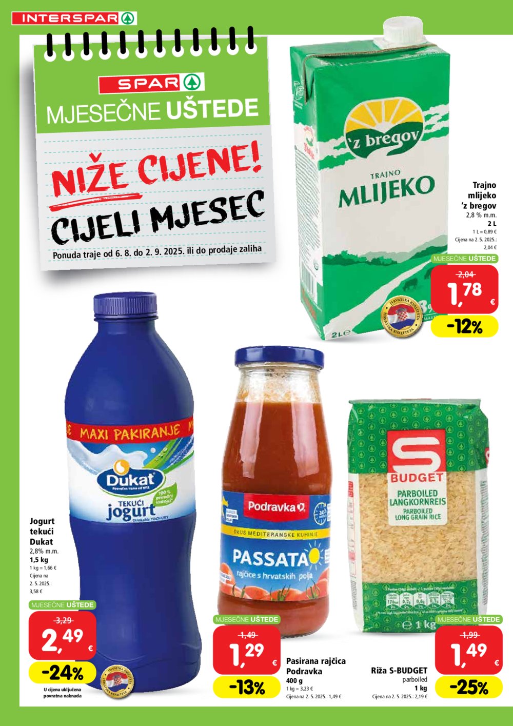 Interspar mjesečne uštede katalog akcija 06.08.-02.09.2025.