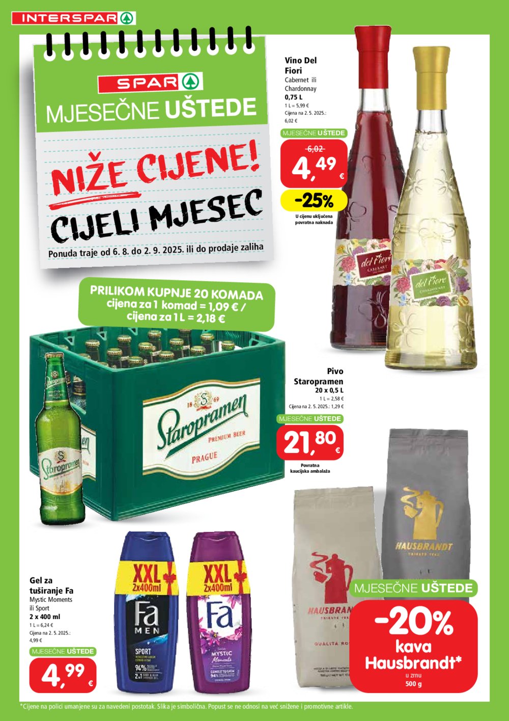 Interspar mjesečne uštede katalog akcija 06.08.-02.09.2025.