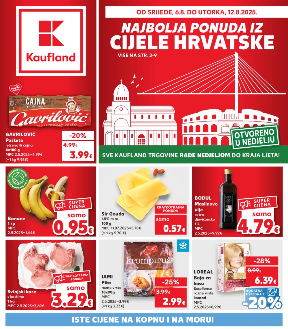 Kaufland katalog Akcija 06.08.-12.08.2025. VG, Ma, Vo, Vu, Ds, Po, Ro
