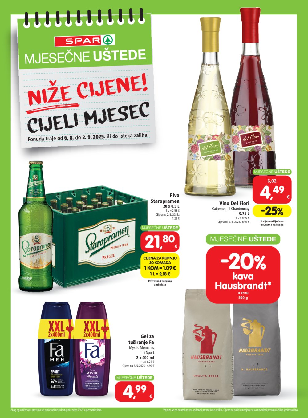 Spar mjesečne uštede katalog Akcija 06.08.-02.09.2025.