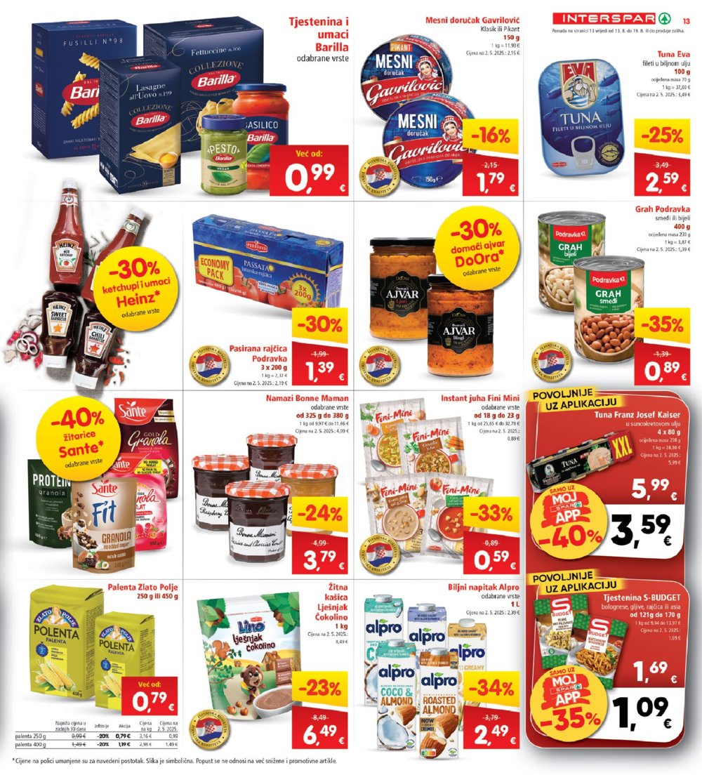 INTERSPAR katalog Akcija 13. 08. - 19. 08. 2025.