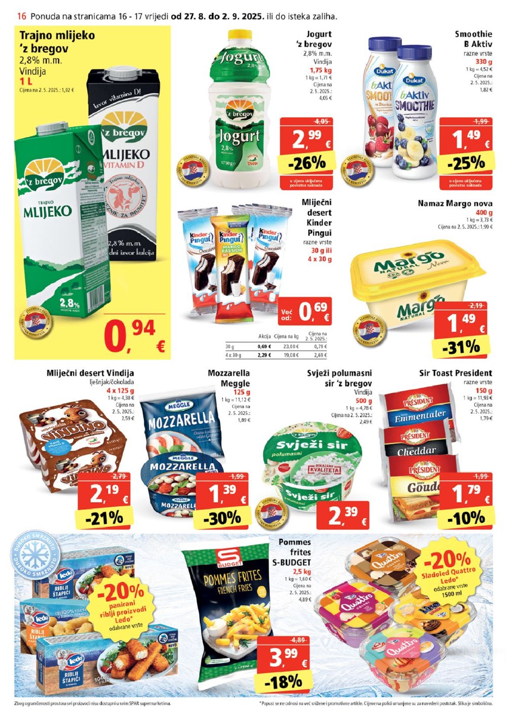 SPAR katalog Akcija 27.08. - 02.09.2025.