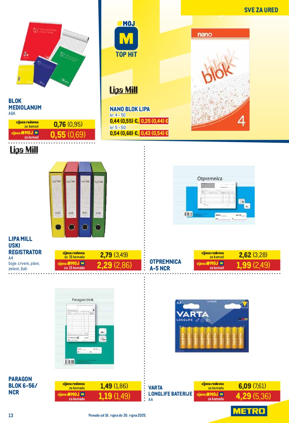 Metro katalog Prehrana i Neprehrana 16.09. - 30.09.2025.