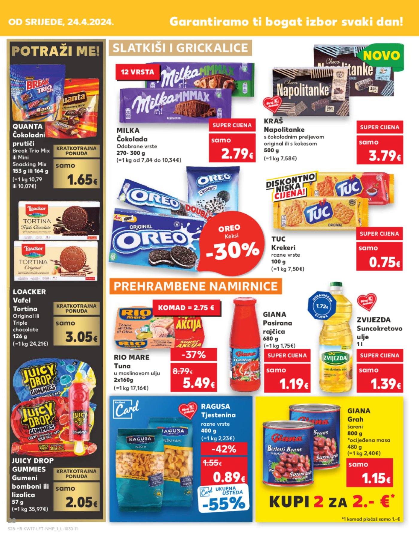Kaufland katalog Akcija 24.04.-30.04. Ka, Kc, St, Ri, NG, Vž, Pž, SB, Bj, Zp, Sinj, Zabok, BNM