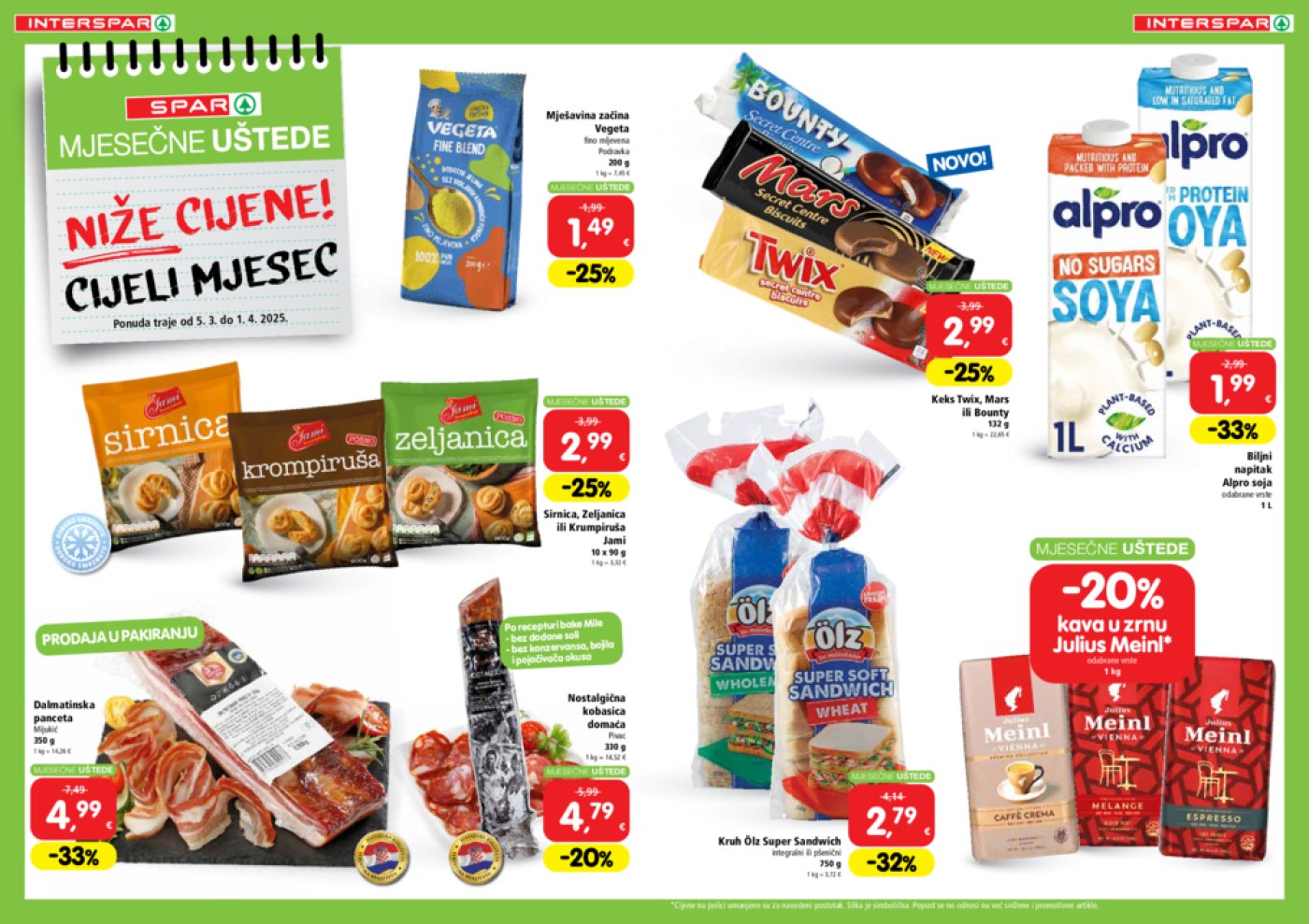 INTERSPAR katalog Mjesečne uštede 05.03.-01.04.2025.