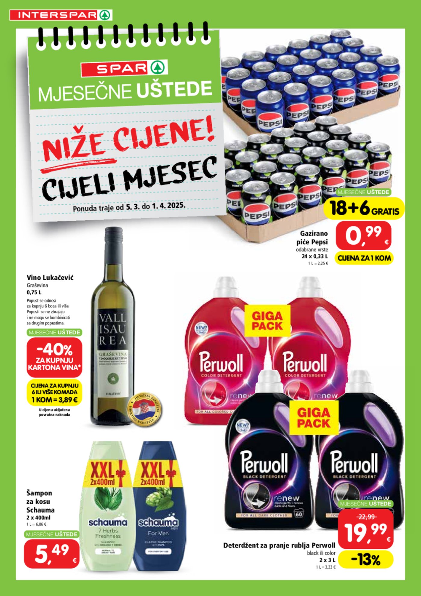 INTERSPAR katalog Mjesečne uštede 05.03.-01.04.2025.