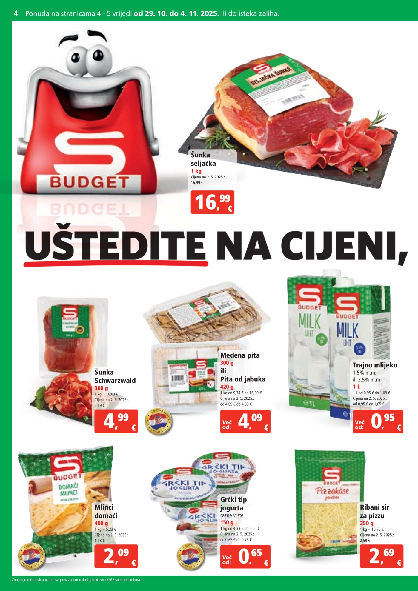 SPAR katalog Akcija 29.10. - 04.11.2025.