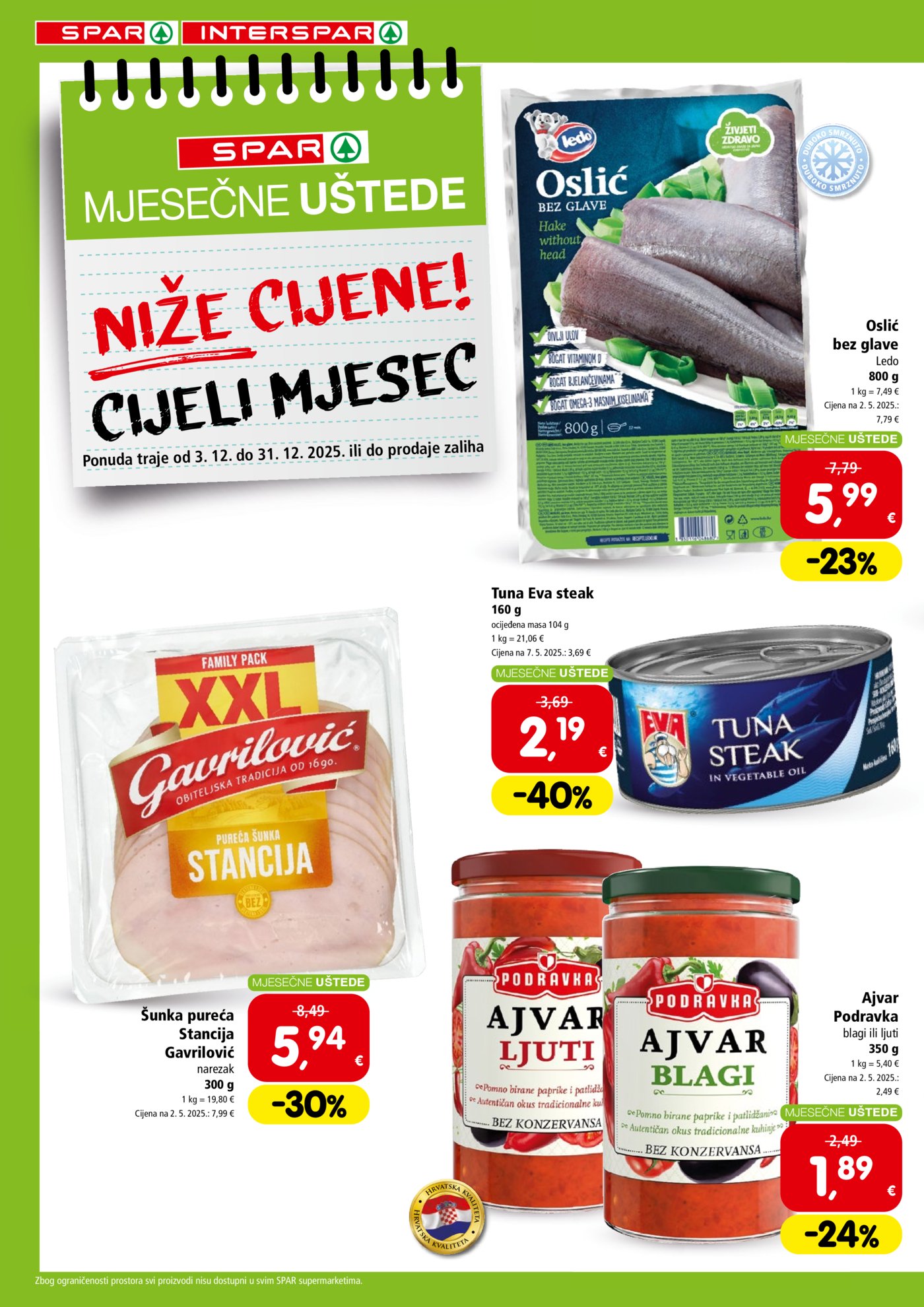 Interspar katalog Uštede 3.12. - 31.12.2025.