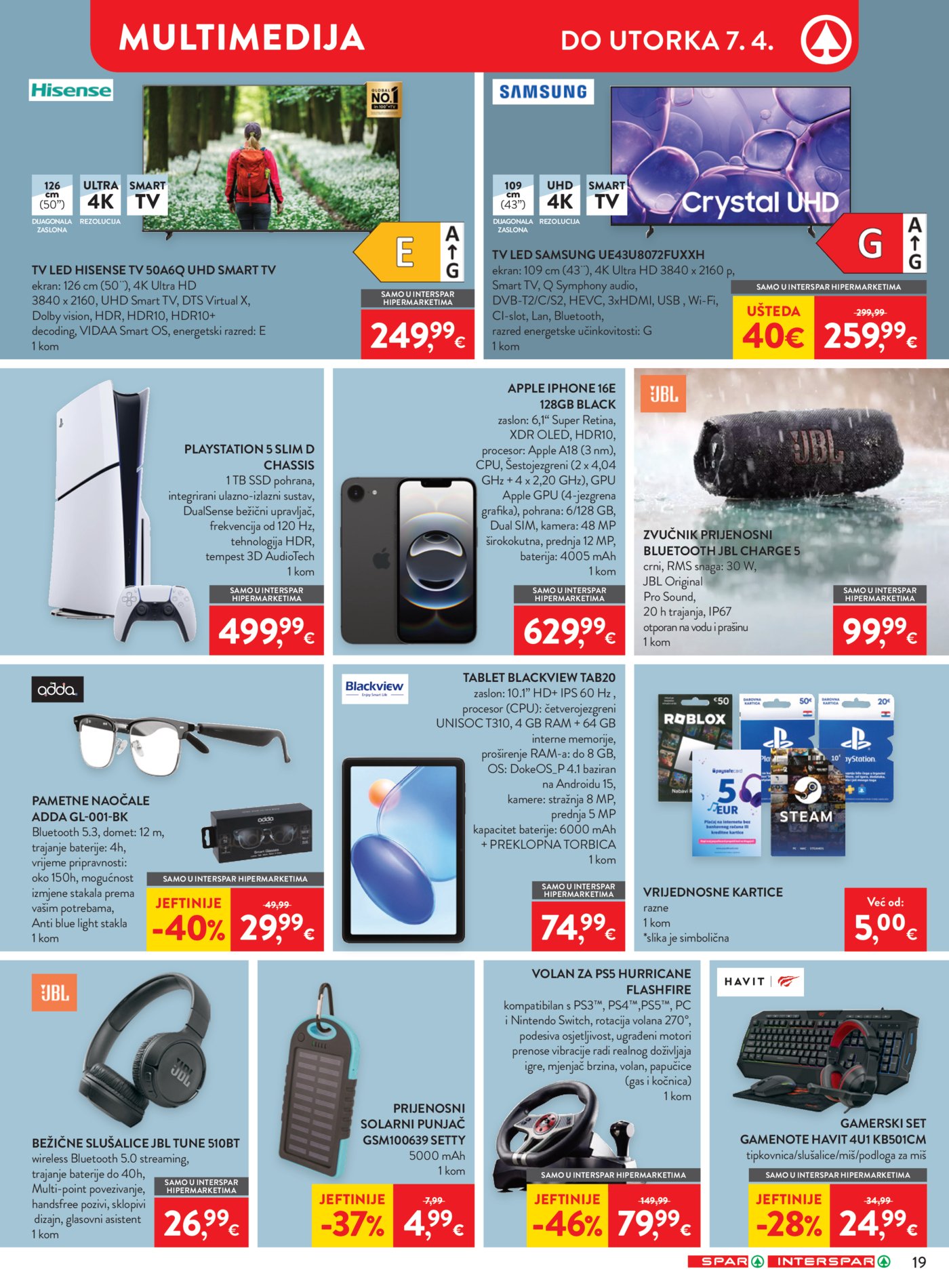 SPAR - INTERSPAR katalog Neprehrana 01.04.-07.04.2026.