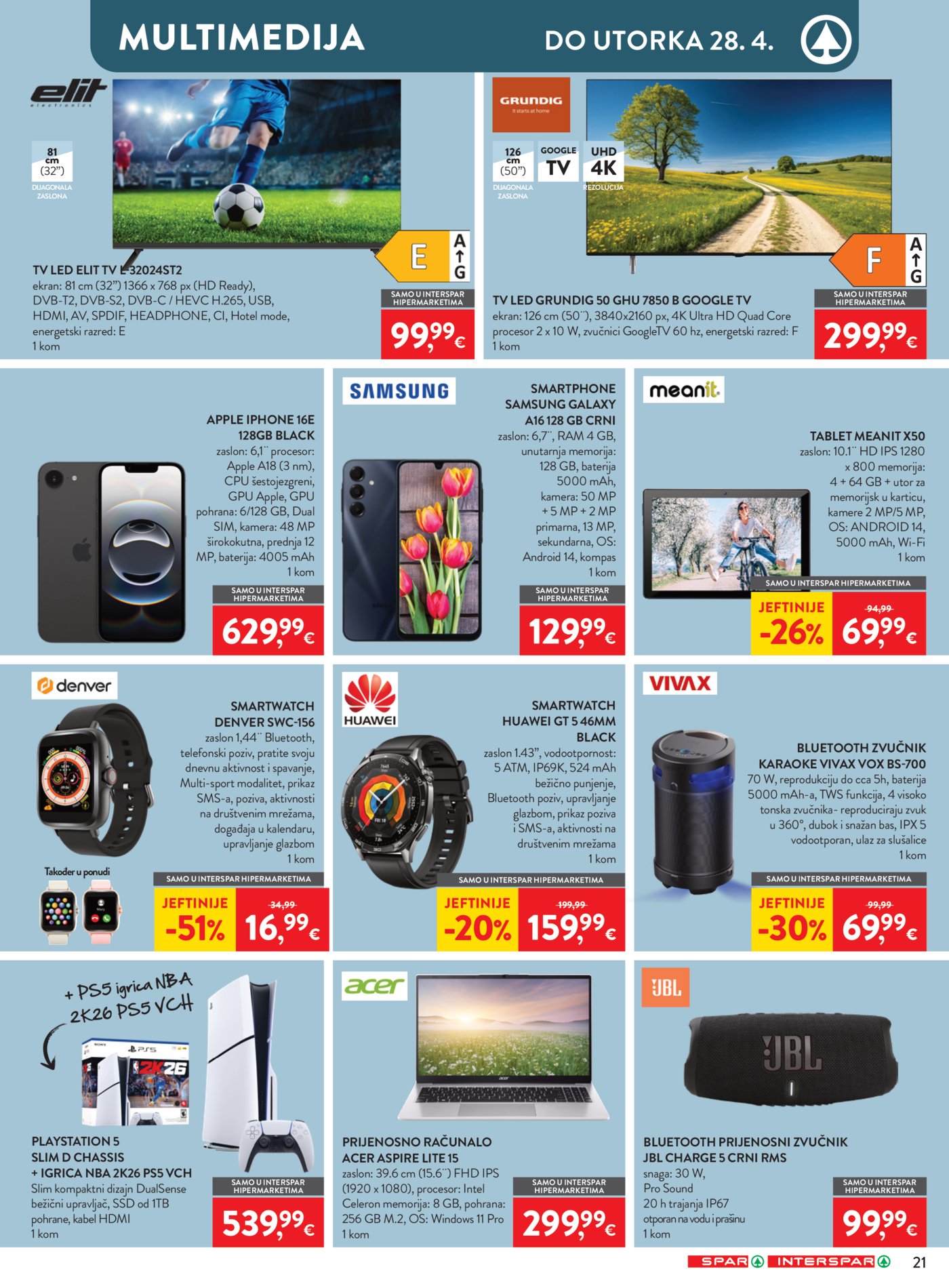 SPAR - INTERSPAR katalog Akcija 15.04. - 21.04.2026.