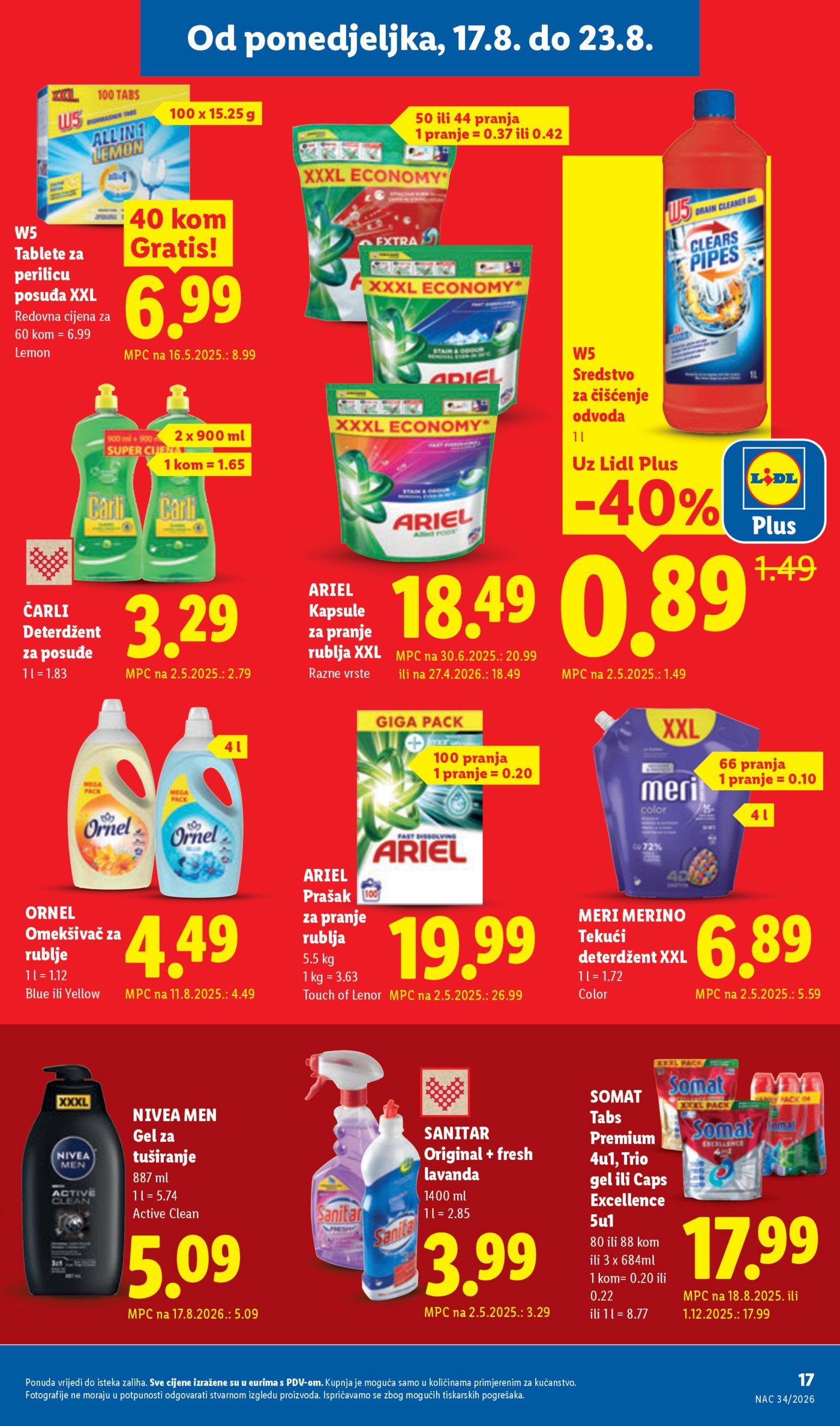 Lidl katalog Super ponuda od ponedjeljka 17.08. - 23.08.2026.