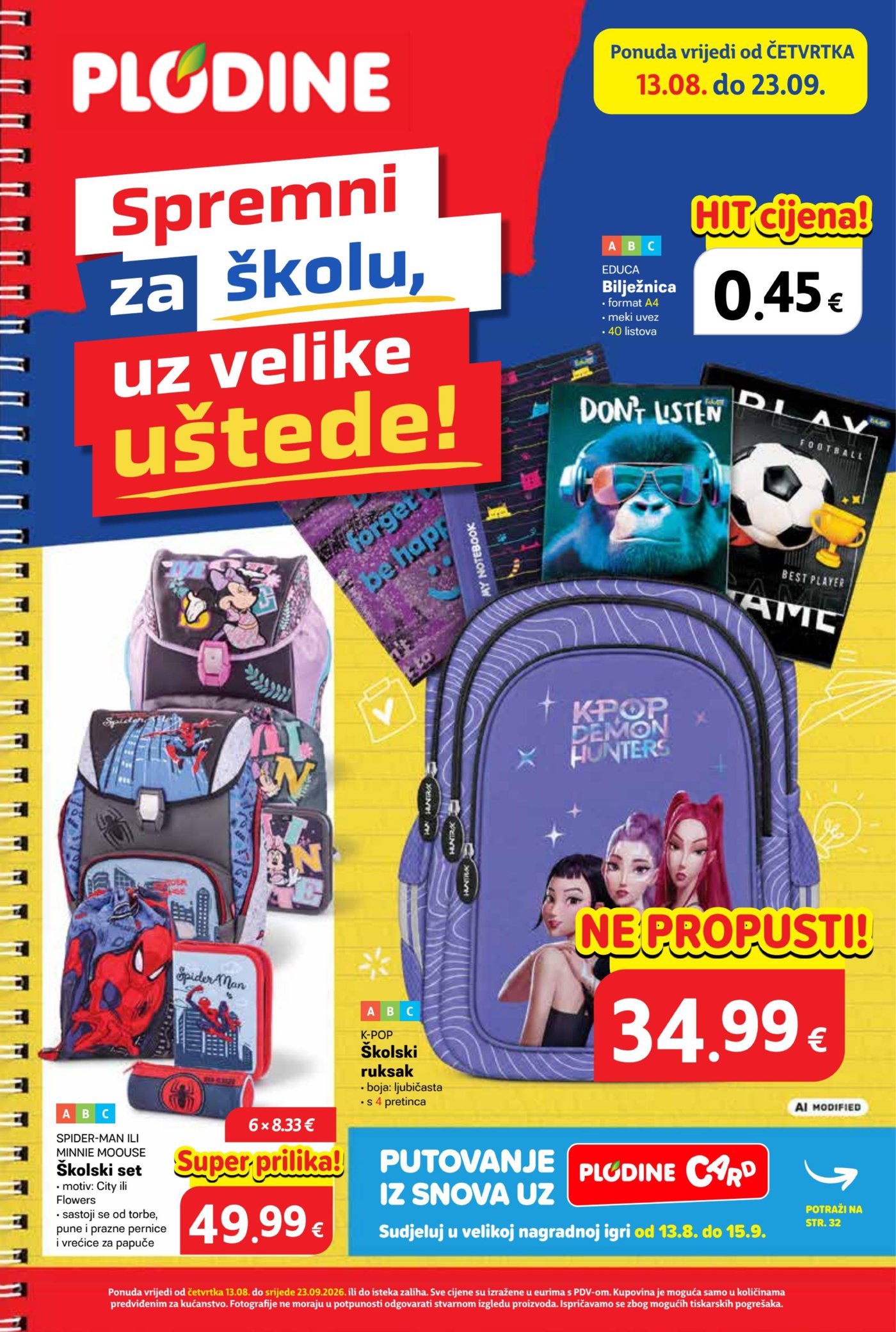 Plodine katalog Spremni za školu 13.08.-23.09.2026.