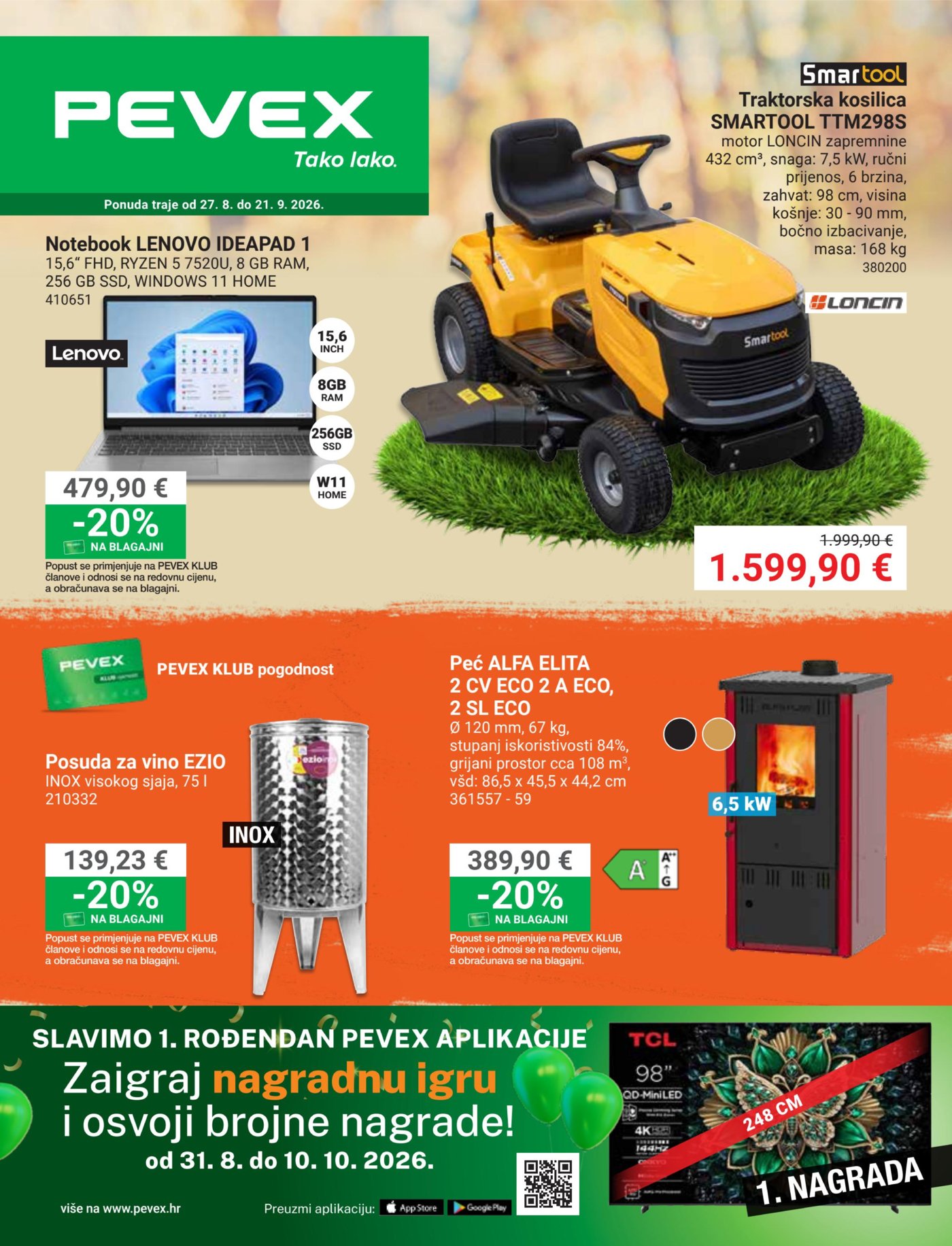 Pevex katalog Akcija 27.08. - 21.09.2026.