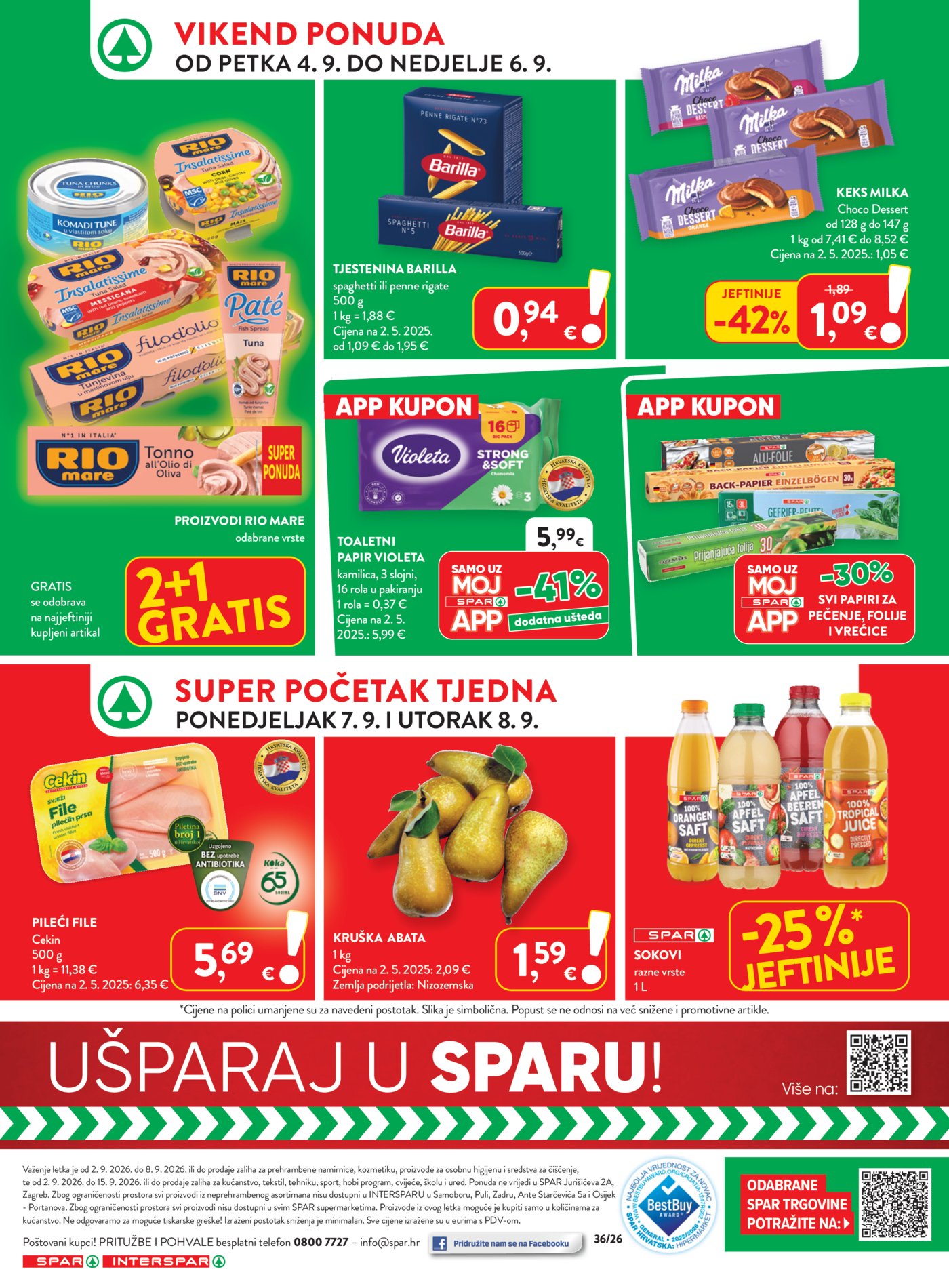SPAR INTERSPAR katalog Akcija 02.09. - 08.09.2026.