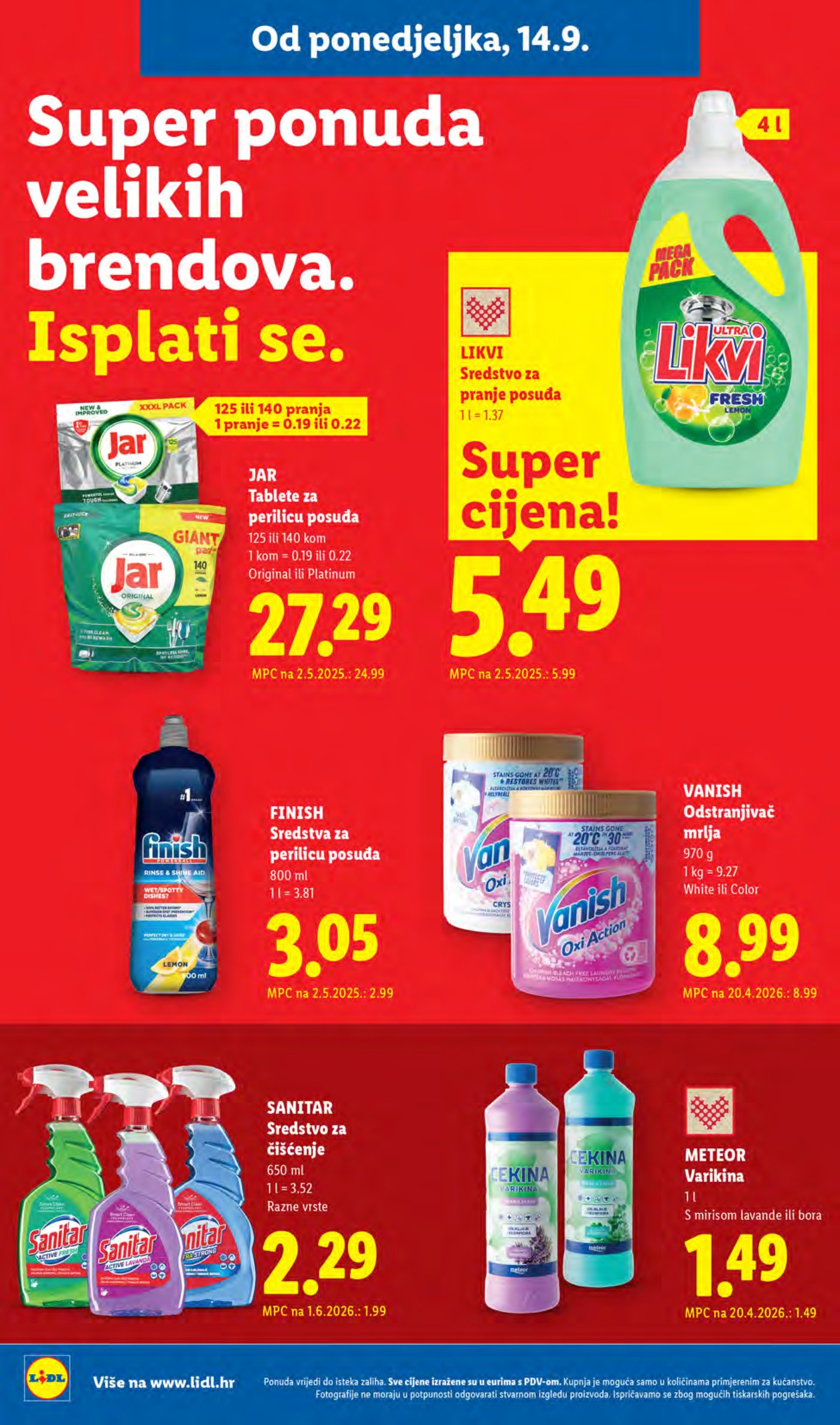 Lidl katalog Super akcija od ponedjeljka 14.09.-20.09.2026.