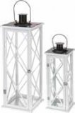 2 drvene lanterne u setu 24 x 24 x 70 cm i 18 x 18 x 50 cm