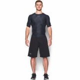 UA HeatGear Armour Printed Short Sleeve Compression Shirt, Black/Steel
