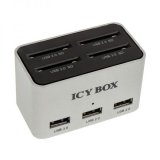 USB HUB ICY BOX IB-880, 3-portni 3.0 + 2x 2.0, čitač kartica 4x SD, aluminijsko kućište, vanjski strujni adapter