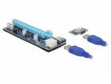 Riser kartica za grafičku karticu DELOCK PCI-E x1, USB 3.0 na PC-E x16, 6pin PCI-E, USB 3.0, 0.6m kabel
