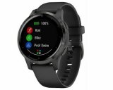 Sportski smart sat GARMIN Vivoactive 4S Slate, crni remen (sa senzorom za otkucaje srca na zapešću)