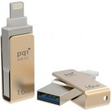 Memorija USB 3.0 FLASH DRIVE, 16 GB, PQI iConnect mini, Apple MFi dual connector, zlatna (za iPod, iPhone, iPad)