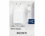 Kućni punjač SONY CP-AD2ACWC Europlug na USB (Ž) + kabel USB (M) na USB C (M) 2.1A bijeli