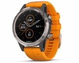 Sportski smart sat GARMIN Fenix 5 PLUS HR Sapphire Titanium / Solar Flare Orange (sa senzorom za otkucaje srca na zapešću)
